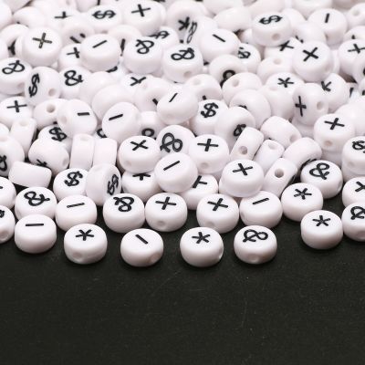 ✎☼ White Mixed sign Letter Acrylic Beads Round Flat Symbol Loose Spacer Beads For Jewelry Making Handmade Diy Bracelet Necklace