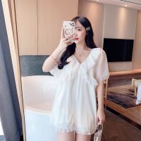 Summer Short Sleeve Sweet Princess Lace Shorts Pajama Sets Women Sexy V-neck Sleepwear Pyjama Homewear Pijama Mujer Clothes