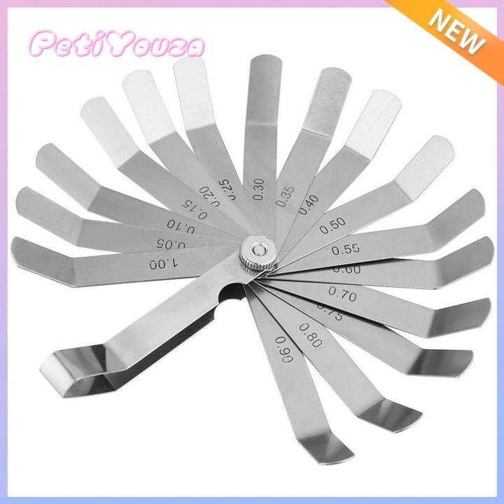 PETIYOUZA 16 Blades Curved Feeler Gauge Stainless Steel Silver