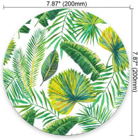 Green Palm Leaves on The White Background Round Mouse pad Tersuai Bukan Slip Rund Mouse pad Bukan Slip Rund Mouse pad Gaming Mouse pad Bukan Slip