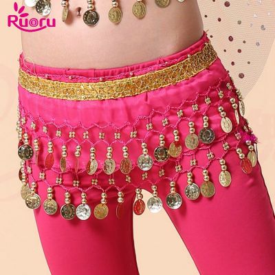 hot【DT】 Ruoru Kids Belly Hip Scarf Accessories Skirt with Gold Bellydance Coin Bollywood Costumes