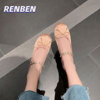 RENBEN ฤดูร้อน Super Soft Rhinestone รอบนิ้วเท้าซาติน Ballerina รองเท้า Mary Jane แบน V725