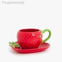 【hot】卐✿❣ Strawberry Hand-painted Under Glazed Cup And Saucer Set Teacup Saucers.