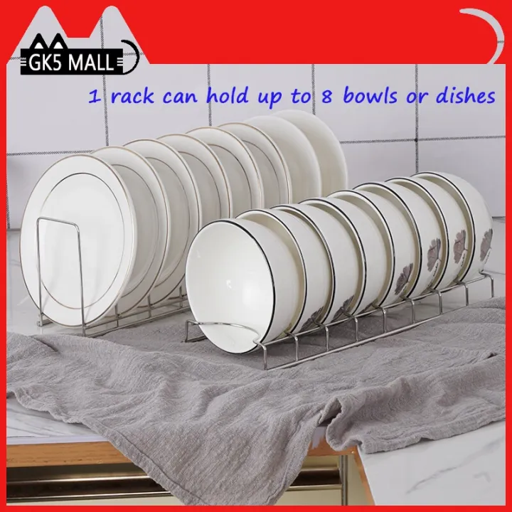 【Hot Stock】 Stainless Steel Kitchen Dish Bowl Plate Rack Multifunctional onelayer Table Top