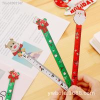 ▬⊕ Ellen Brook 1 PCS Kawaii Accessories Christmas Wooden Measuring Straight Ruler Student Gift School Office Supplies Stationery