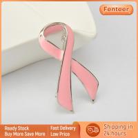 Fenteer สัญลักษณ์การรับรู้มะเร็งเต้านมสีชมพูเครื่องประดับผู้หญิงหมุดเข็มกลัดริบบิ้นฉลาด