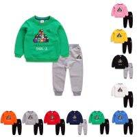 **ใหม่ ชุด** Autumn 8 Colors Kids Long Sleeve Cotton Cartoon Sweater+ Pants Set Amon*