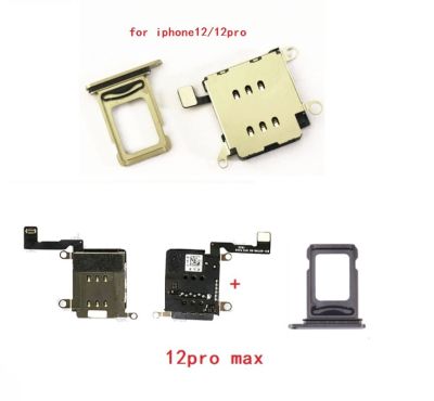 10set Dual Sim Card Reader connector Flex Cable สําหรับ iPhone 12 Pro Max ถาดใส่ซิมการ์ด Slot Holder Adapter อะไหล่