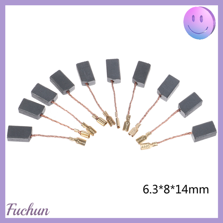 fuchun-ชุดแปรงคาร์บอนมอเตอร์ทองแดงแกรไฟต์10ชิ้นสำหรับ100มม-ที่เจียรมุม6-8-14มม