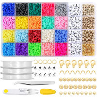 6mm Flat Round Polymer Clay Spacer Beads Kit Handmade Creative Charms Beads for Bracelet Necklace DIY Jewelry Making Accessories