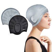 Silicone Swim Cap (2pack) Ear Protection 3D Ergonomic Design Waterproof Bathing Solid Swimming Cap Ear Cover Pockets Comfortable Swim Caps