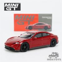 มินิ GT 1:64 Taycan เทอร์โบ S คาร์ไมน์รถโมเดล Diecast สีแดง