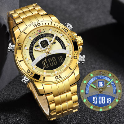 NAVIFORCE Watches For Men Luxury Gold Business Digital Wrist watch Military Sports Quartz Male Watch Steel Band Waterproof Clock