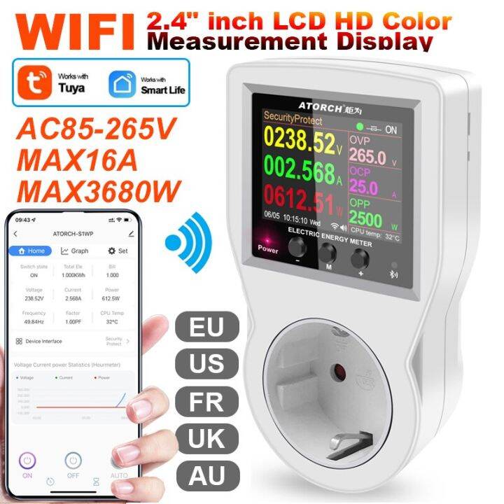 WIFI Smart Socket Digital Wattmeter 220V AC Power Meter Electricity