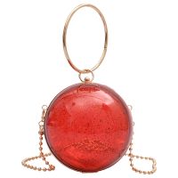 Fashionable Transparent Lacquered Chain Shoulder Messenger Small Round Bag Female Wild Ring Handbag