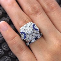 Vintage Lover ring sets White Gold Filled AAA cz Promise Wedding Band Rings for women Engagement Finger Party Jewelry Gift