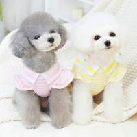 Fantastic Puppy Dress Polyester Dog Dress Striped Print Dress-up Contrast Color Dog Summer Costume Dresses