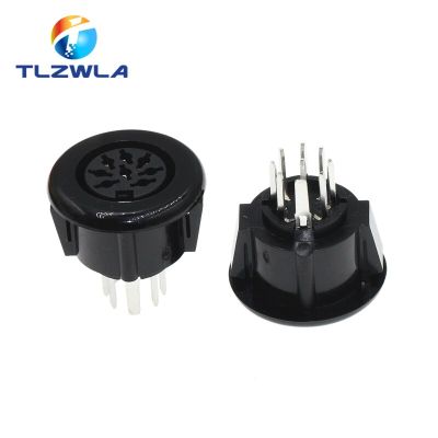 5PCS Din Socket 8 Position Female 8 Pin PCB Vertical Straight Through holes PCB SDS-J DS Power 2A 110V AC Circular Receptacle  Wires Leads Adapters