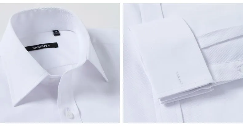 white spread collar french cuff dress shirt