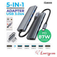 ตัวแปลง 5in1 ฮับมัลติฟังชั่น เเดปเตอร์ พอร์ตฮับ Type-C to USB 4 Port+Charger สำหรับแล็ปท็อปและมือถือ