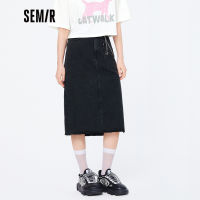 Semir Denim Skirt WomenS Design Sense High Slit Raw Edge Sweet And Cool Style 2022 Summer New Mid-Length Skirt Hong Kong Style