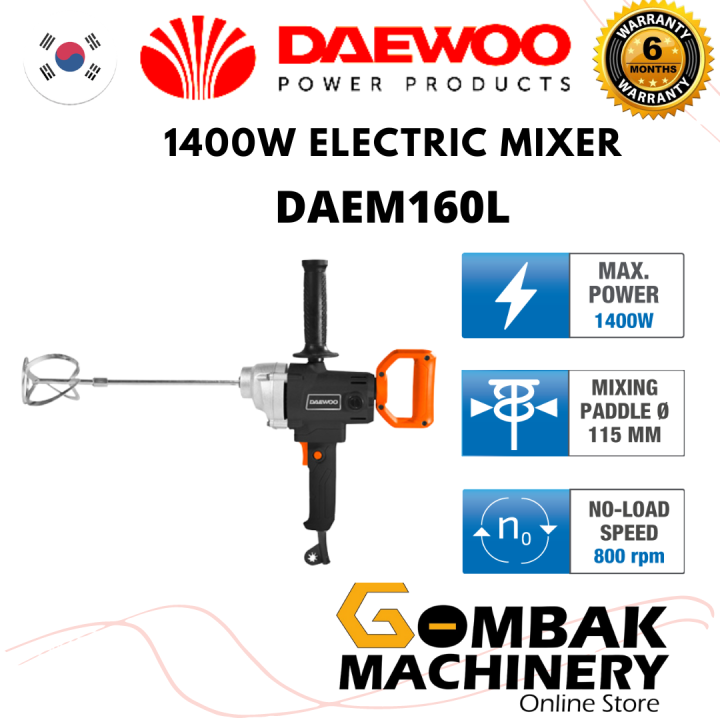 DAEWOO DAEM160L 1400W 16mm Electric Mixer Cement & Concrete & Paint