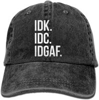 bowlife Men Women IDK IDC IDGAF Denim Baseball Hat Adjustable Hip-hop Cap