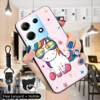 เคส PMP สำหรับ Infinix Note 30 Note 30 5G 30 Pro 30 VIP (แหวนใส่นิ้ว + สายคล้อง) เคสลายการ์ตูนน่ารักแบบนิ่มเคสนกฟลามิงโก้และม้ายูนิคอร์นแฟชั่นกันกระแทกเคสครอบโทรศัพท์ยางซิลิโคน