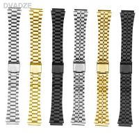 ► สำหรับสายรัดข้อมือ Casio Steel A158/A159/A168/A169/B650/Aq230/700เรือนสีทองขนาดเล็กอุปกรณ์เสริมสร้อยข้อมือสีดำ Mouth18mm นูน