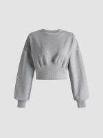 Cider Solid Essential Cropped Sweatshirt เสื้อครอปแขนยาวผู้หญิงเสื้อสเวตเตอร์แขนยาวผญลุคสตรีทสไตล์เกาหลี