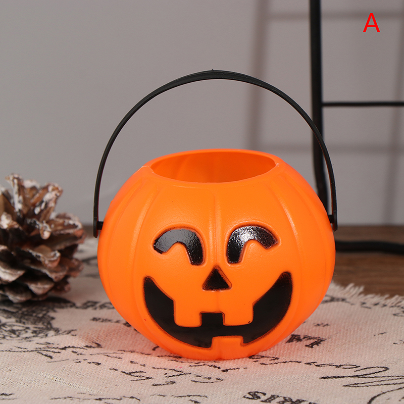 Details about   Halloween Party Props Plastic Pumpkin Bucket Trick Cosplay Decor Pouch Halloween 