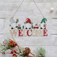 ☾♦ Christmas Decorations Wooden Letter Sign Pendant Christmas Welcome Door Number Door Hanging Wooden Sign Pendant Christmas Gnome