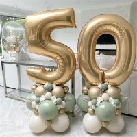 hyfvbujh◕♚❧  54Pcs Gold 40inch Number Aluminum Foil Ballons Adult Birthday Globos 30 40 50th Decoration