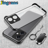 Jingsanc เคส Xiaomi Redmi Note 12 Pro 5G/Redmi Note 12 Pro Plus/ Redmi Note 12 Pro + เคสโทรศัพท์ PC แบบแข็งผิวด้านใสไร้กรอบพร้อมสายคล้องแหวนและที่ยึดในรถยนต์กันรอยนิ้วมือป้องกันด้านหลังเคสกันชน