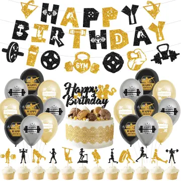 Bejotaa Gym Theme Happy Birthday Cake Topper, Weight Lifting Cupcake  Toppers Fitness Themed Birthday Decorations Party Supplies - Walmart.com