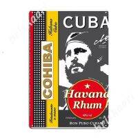 โปสเตอร์วินเทจสำหรับเดินทาง Cuba Castro Che Guevara Cohiba โปสเตอร์ป้ายโลหะผับโรงรถโปสเตอร์ป้ายดีบุกในครัวโรงภาพยนตร์ส่วนบุคคล