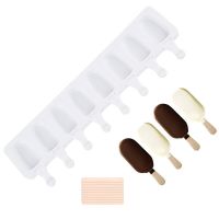 8/4/1 Hole Silicone Ice Cream Mold Ice Pop Cube Popsicle Barrel Mold Dessert DIY Mould Maker Tool with Popsicle Stick