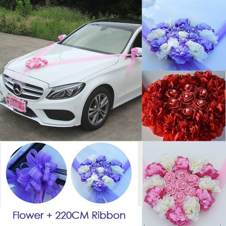 Wedding Car Decoration Flowers Car Decor Artificial Rose and Ribbon