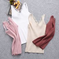 Sexy Women Plain Camisole Lace Splicing Double V-neck Vest Slim Sling Tank Tops