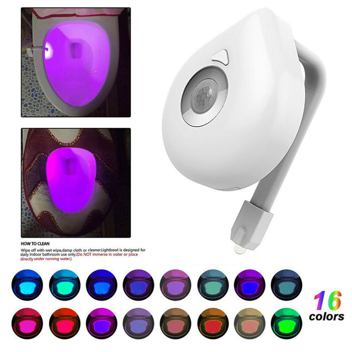 1pc Toilet Motion Sensor Night Light, 16 Color Bathroom