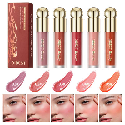 QIBEST Face Blusher Velvet Matte Eyeshadow Face Lip Pigment เมคอัพ Lasting Water Liquid Blush ครีมธรรมชาติ Beauty Cosmetics ~