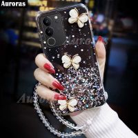 เคสโทรศัพท์ใหม่สำหรับ VIVO V29 Pro เคส V29E Sparkling Star Moon ซิลิโคนนิ่มใสผีเสื้อ + สร้อยคริสตัลสำหรับ VIVO V29E V29 Pro เคสโทรศัพท์