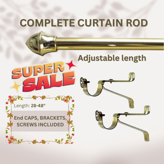 KH Sale Curtain Rod Set 3/4x48inch (GOLD/SILVER) Extendable Curtain Rod Lazada PH