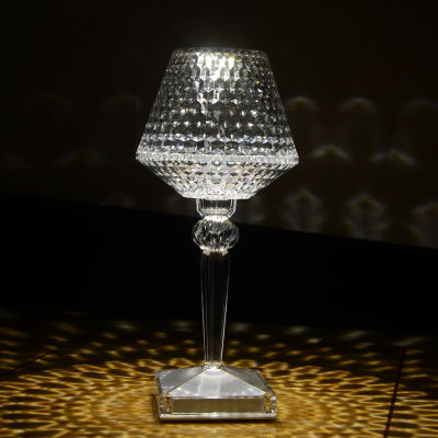 LED Diamond Crystal Projection Desk Lamp USB Charging Touch Sensor Restaurant Bar Decoration Table Lights Romantic Night Lamp