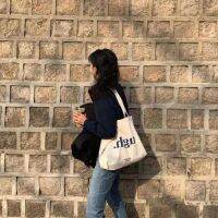 COD DSGERTRYTYIIO Korean fashion big canvas bag Simple letter shoulder bag