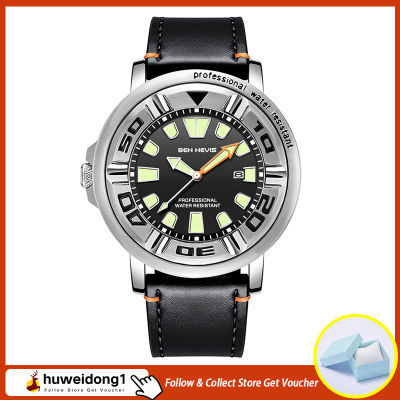 [100% Original] Huweidong1 Ben Nevisควอตซ์ชายนาฬิกามัลติฟังก์ชั่นส่องสว่างกันน้ำดูหนังสบายๆเข็มขัดนาฬิกา