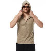 HOT14★Summer Fashion Mens Hooded Lightweight Cal Sleeveless Tank Tops Cotton T-shirt Thin Quick-Dry Sports Gym Vest Bodybuilding