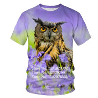 2023 new3D Printed Harajuku T-Shirt Summer Animal Hunting Owl Bird Fashion Casual Mens Tshirt Short Sleeve Streetwear Tee