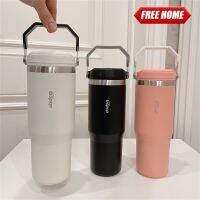 Freehome 900มล. 304 Sedotan Stainless Steel ถ้วยกาแฟสูญญากาศแบบพกพาพร้อมที่จับกระติกน้ำเก็บความเย็นความจุขนาดใหญ่