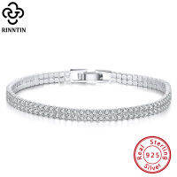 Rinntin 925 Sterling Silver Womens Shiny 2 Rows Clear Cubic Zirconia Tennis celet 4mm Width 6.5 - 7.5 Inches Jewelry SB118